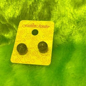Green ball earrings